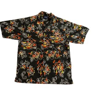 Sideout Medium Black Retro Hawaiian Shirt Short Sleeve Menswear‎ Button Down